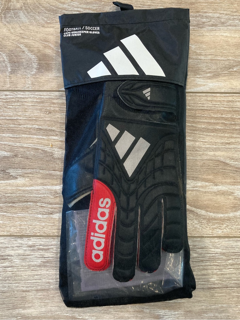 adidas Black Goalkeeper Gloves with White Logo Club Junior